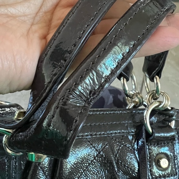 Elliott Lucca brown quilted patent leather satchel - Picture 10 of 11